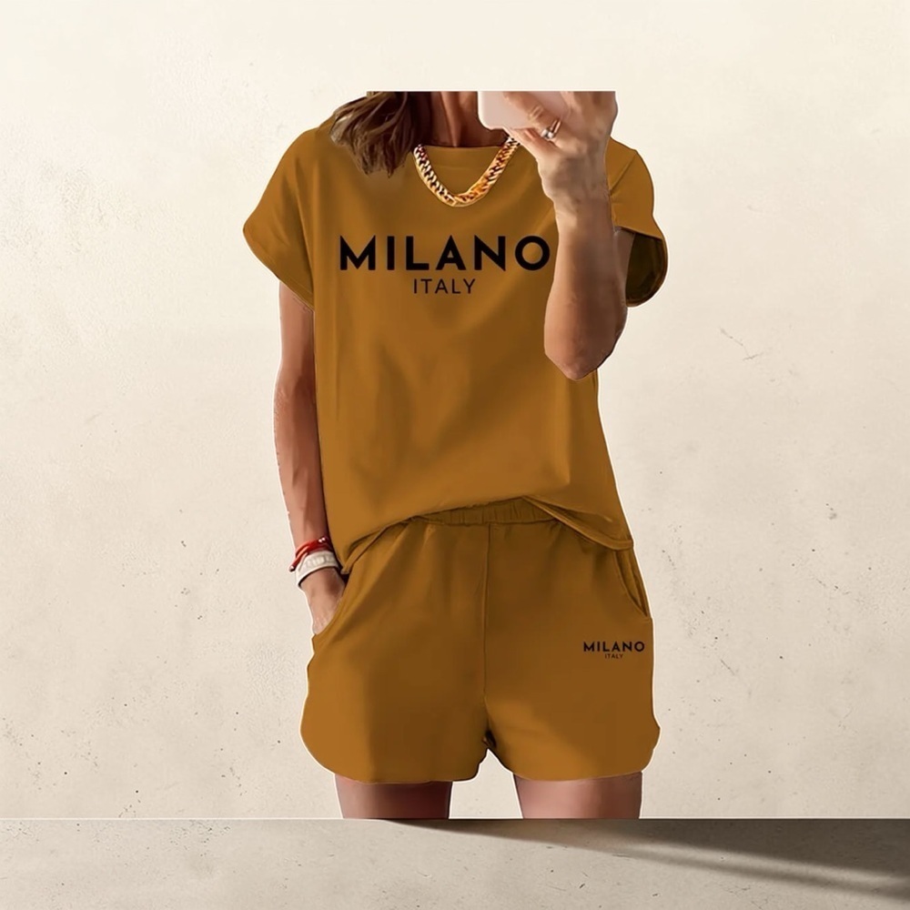 Milano Italy Brown T-Shirt and Shorts Set